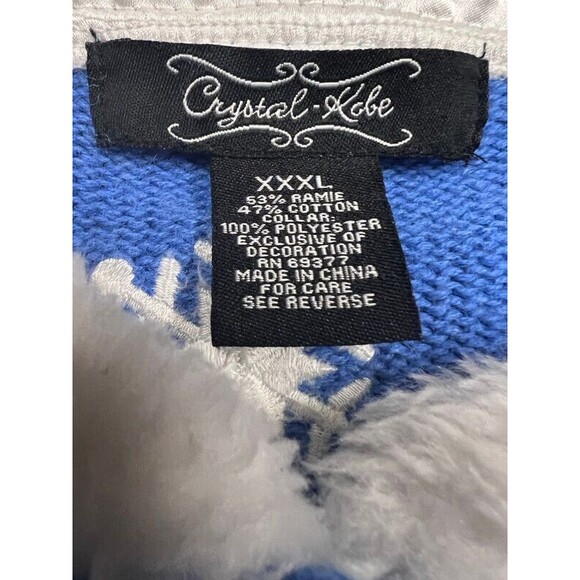 Crystal Kobe powder blue Cardigan Embellished Sequin Christmas Tree Sweater 3XL - Picture 9 of 11